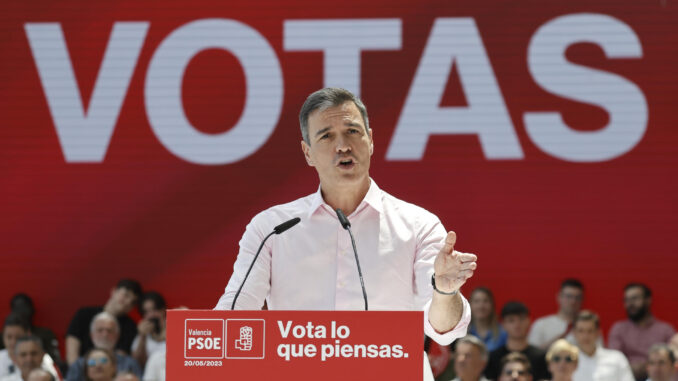 El secretario general del PSOE y presidente del Gobierno, Pedro Sánchez en un acto de campaña. EFE/ Kai Forsterling

