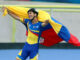 Fotografía de archivo del colombiano Pedro Causil celebrando luego de conseguir la medalla de oro en la prueba de 300m contrarreloj individual masculina de patinaje de velocidad, el 9 de agosto de 2019, durante los Juegos Panamericanos Lima 2019 en Lima (Perú). EFE/ Juan Ponce Valenzuela