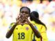La colombiana Linda Caicedo celebra un gol en el partido ante Corea del Sur. EFE/EPA/DAN HIMBRECHTS