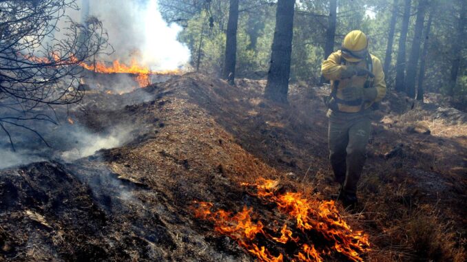 Imagen de archivo de un incendio en Lanjarón (Granada). EFE/Miguel Ángel Molina
