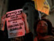 Integrantes de movimientos sociales protestan hoy, frente a la Secretaría de Seguridad Pública de Sao Paulo, en Sao Paulo (Brasil). EFE/Isaac Fontana