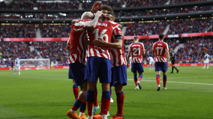 Los jugadores del Atlético de Madrid celebran un gol en una foto de archivo. EFE / Rodrigo Jiménez.
