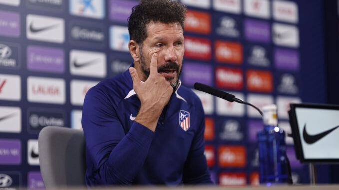 Simeone, durante la rueda de prensa de este viernes. EFE/Rodrigo Jiménez
