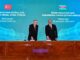 Los presidentes de Turquía, Recep Tayyip Erdogan (i), y Azerbaiyán, Ilham Alíev, pusieron hoy la primera piedra del gasoducto que enlazará la autonomía azerbaiyana de Najicheván con la provincia turca de Igdir. EFE/EPA/Roman Ismayilov