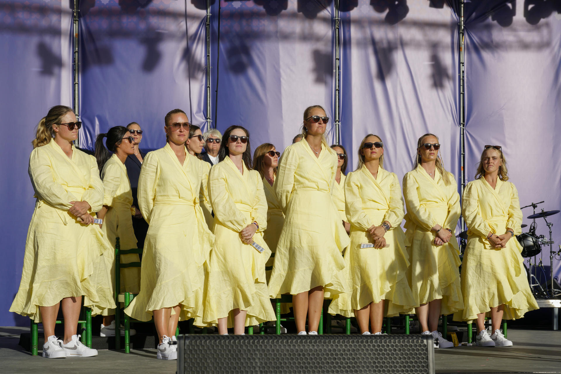 El equipo europeo femenino de golf participa este jueves, en la Inauguración Copa Solheim de Golf 2023, en Málaga (Andalucia). EFE/ Juan Carlos Domínguez
