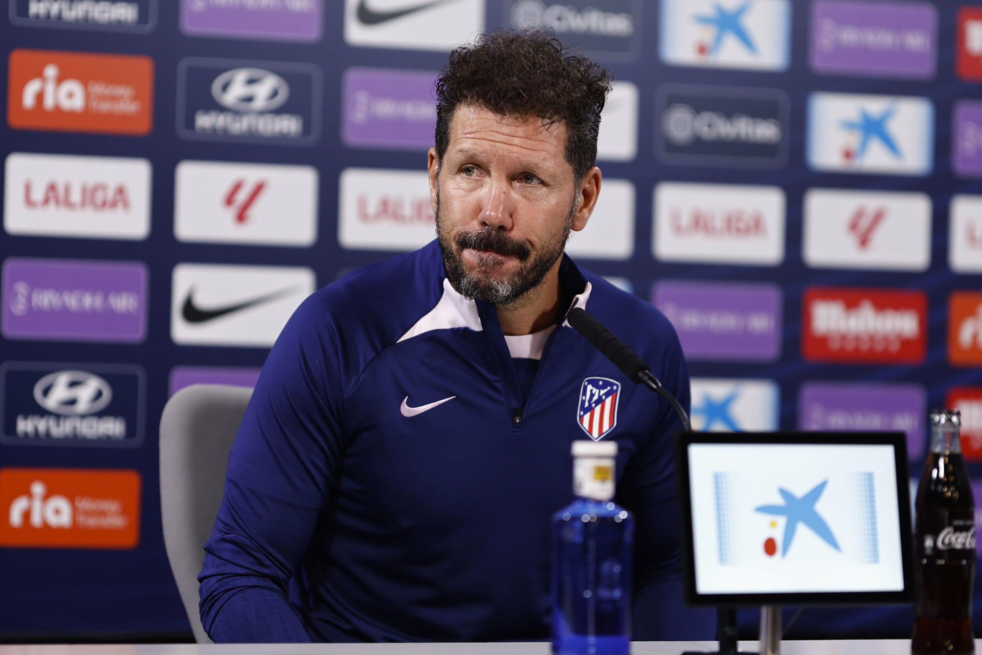 Simeone, durante la rueda de prensa de este viernes. EFE/Rodrigo Jiménez
