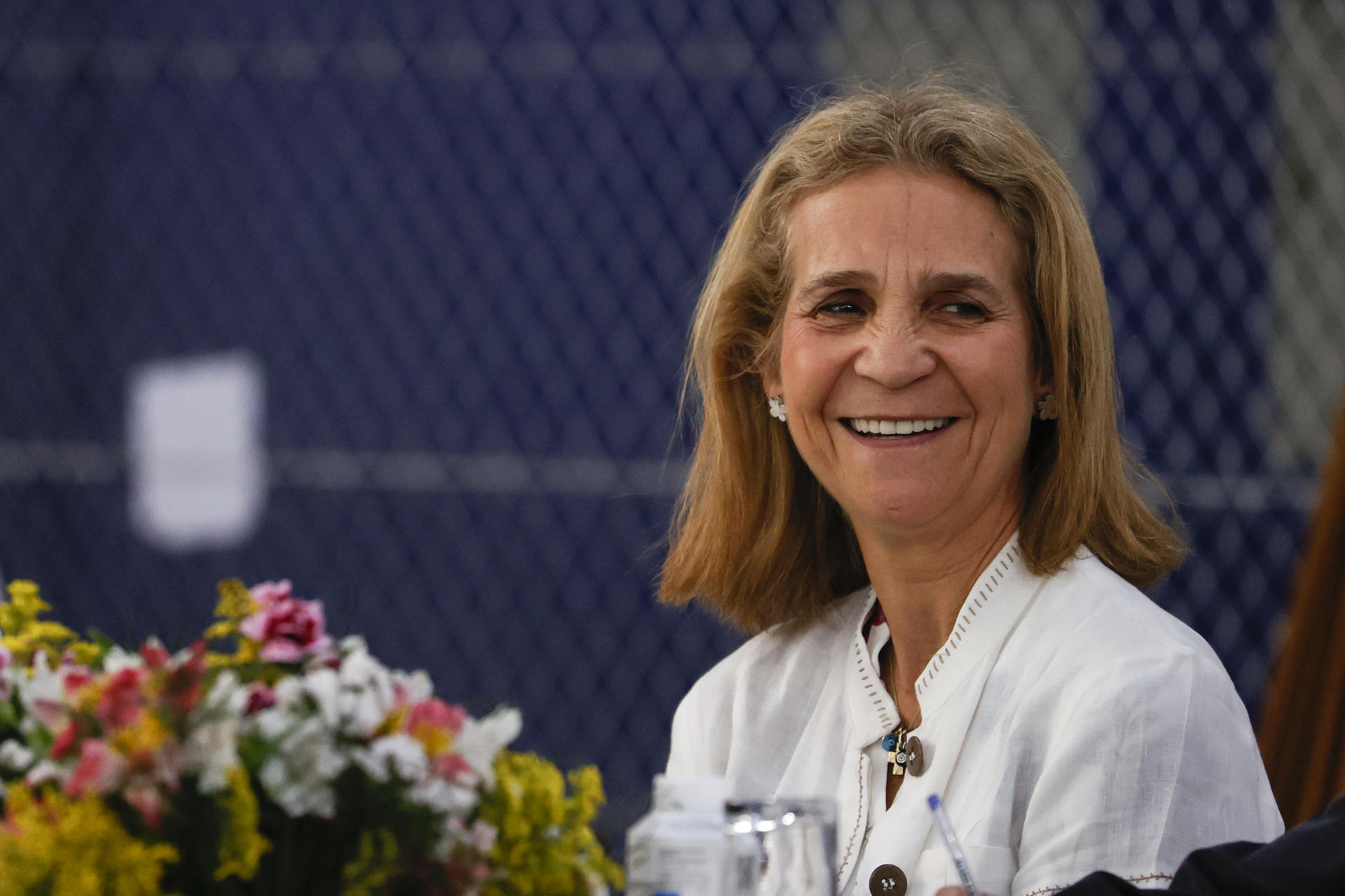 La infanta Elena participa en un acto con la Fundación Real Madrid hoy, en Sao Paulo (Brasil). EFE/Sebastiao Moreira
