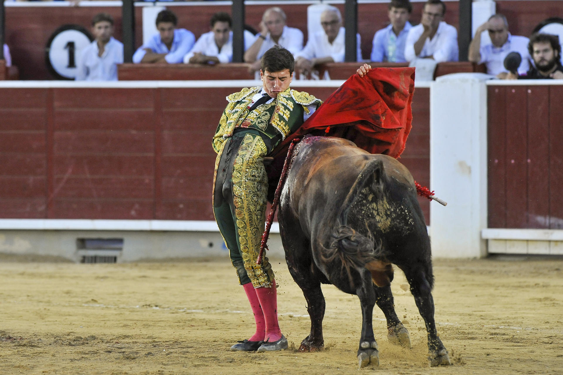 El novillero Nek Romero, que cortó una oreja, hoy lunes en el cuarto festejo de la feria de Albacete, con novillos de El Montecillo. EFE/ Manu
