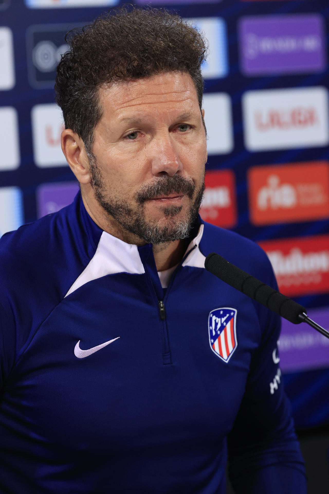 Simeone, durante la rueda de prensa de este sábado. EFE/ Zipi Aragon
