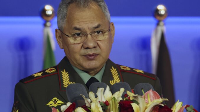 El ministro de Defensa ruso, Serguéi Shoigú, en el X Foro Xiangshan de Seguridad, que se celebra en Pekín. EFE/EPA/FLORENCE LO / POOL
