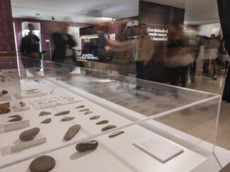 Vista de la exposición "Rasgar el tupido velo", que recuerda al descubridor de las pinturas rupestres de la cueva de Altamira, Marcelino Sanz de Sautuola. EFE/Pedro Puente Hoyos