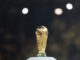 Fotografía del trofeo de la Copa del Mundo, en la final del Mundial de Fútbol Qatar 2022 entre Argentina y Francia en el estadio de Lusail (Catar). EFE/ Juan Ignacio Roncoroni