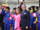 La presidenta de Perú, Dina Boluarte, recibe a su homólogo de Ecuador, Guillermo Lasso, a su llegada al Palacio de Gobierno, hoy en Lima (Perú). EFE/Paolo Aguilar