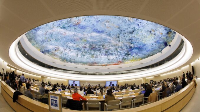 Vista de una reunión del Consejo de Derechos Humanos de la ONU, en Ginebra, Suiza, en una fotografía de archivo. EFE/Salvatore di Nolfi
