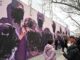 Imagen de archivo de 2021 del mural feminista "La unión hace la fuerza" del barrio de Ciudad Lineal (Madrid) tras amanecer vandalizado con pintura negra que cubre los rostros de las mujeres homenajeadas en sus paredes. EFE/ Fernando Villar