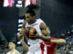 El jugador del Bàsquet Girona Yves Pons (c) en una acción ante el Covirán Granada durante su partido de la jornada 3 de la Liga ACB de baloncesto disputado en el Palacio de los Deportes de Granada. EFE/ Pepe Torres