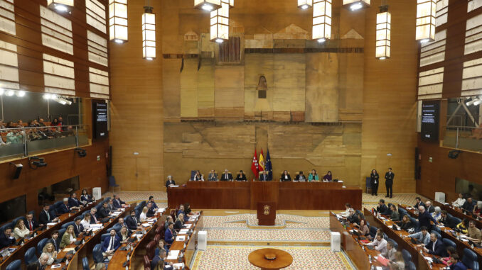 MADRID, 19/10/2023.- Vista general del pleno de este en la Asamblea de Madrid. EFE/ J.P.GANDUL
