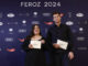 Los actores Laura Galán y Miguel Bernardeau durante la lectura de los nominados a los Premios Feroz 2024, que se entregarán en Madrid el próximo 26 de enero y que conceden la Asociación de Informadores Cinematográficos (AICE), este jueves en Madrid. EFE/ Rodrigo Jimenez