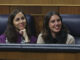 MADRID, 15/11/2023.- Ione Belarra (i) e Irene Montero (d) en el debate de investidura del presidente del Gobierno, Pedro Sánchez, este miércoles en el Congreso de los Diputados en Madrid. EFE/ Kiko Huesca