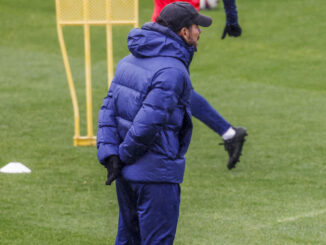 Simeone, en el entrenamiento de este jueves en Majadahonda. EFE/ Aitor Martín