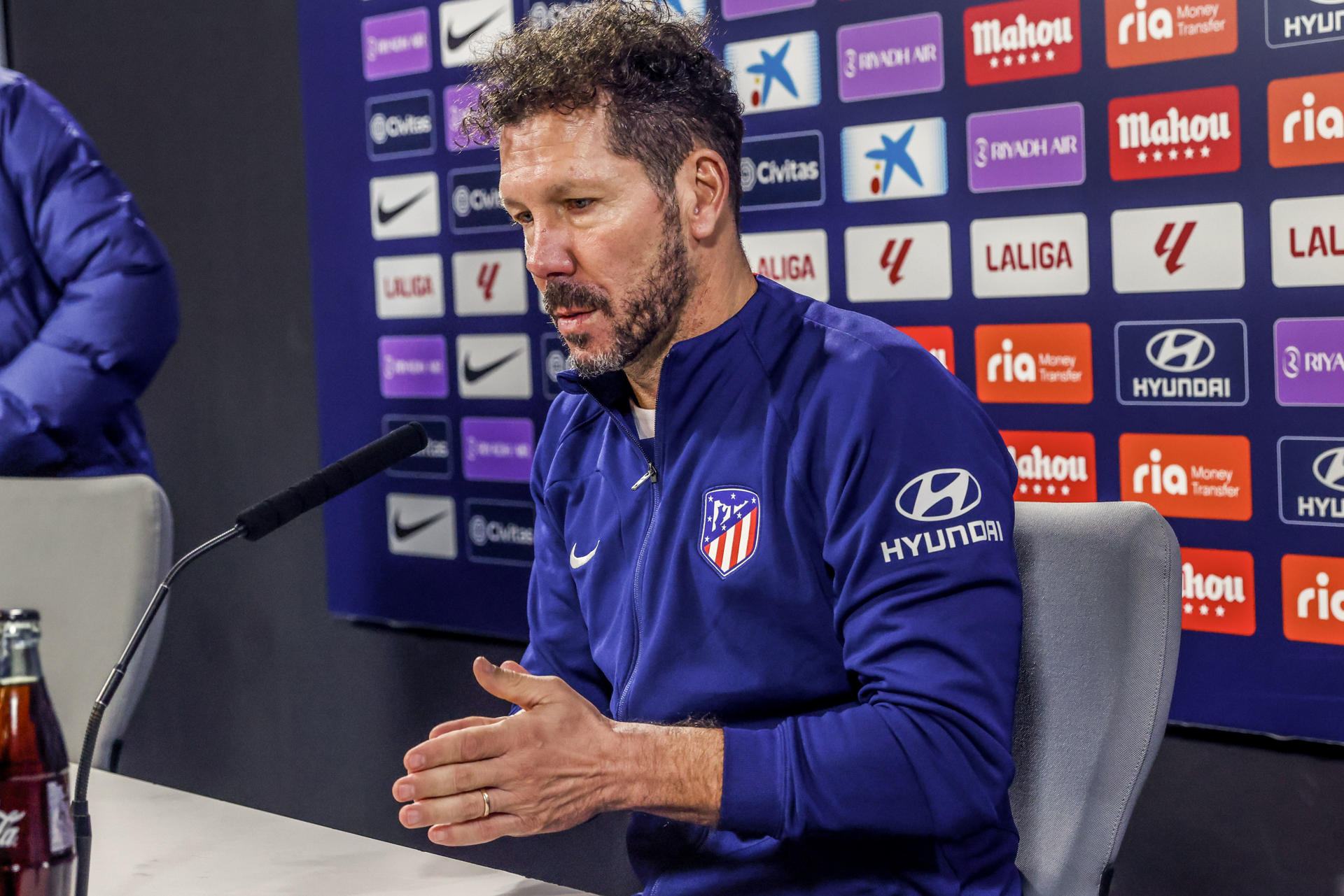 Simeone, en la rueda de prensa de este jueves. EFE/ Aitor Martín
