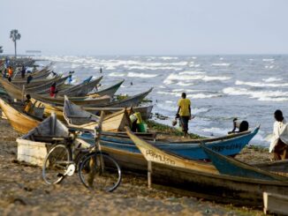 Fotografía de archivo que muestra unas barcas de pesca a orillas del lago Alberto, en el oeste de Uganda. EFE/Dai Kurokawa