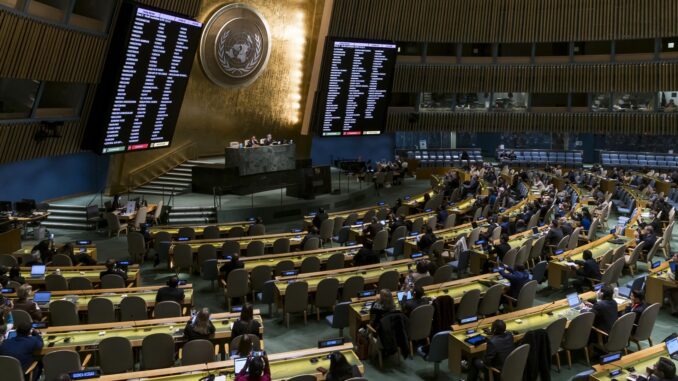 Vista de una votación en la Asamblea General de la ONU, en una fotografía de archivo. EFE/Justin Lane
