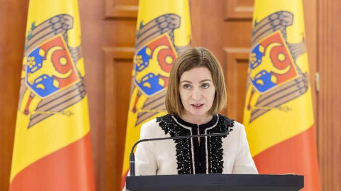 Chisinau (Moldavia), 30/10/2023.- La presidenta de Moldavia, Maia Sandu. EFE/EPA/DUMITRU DORU
