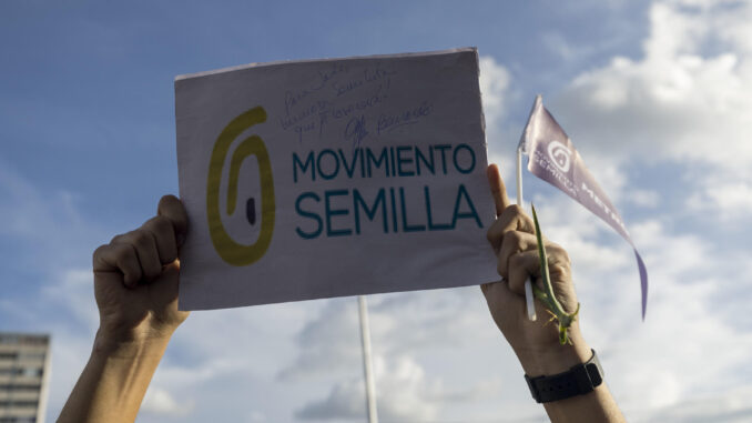 Seguidores del partido Movimiento Semilla, del presidente electo de Guatemala, Bernardo Arévalo, en una fotografía de archivo. EFE/Esteban Biba
