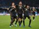 El delantero del Union BerlinDavid Fofana celebra con sus compñaeros el gol del empate durante el partido de la UEFA Champions League correspondiente al grupo C quehan jugado SSC Napoli y Union Berlin, en Nápoles, Italia.  EFE/EPA/CIRO FUSCO