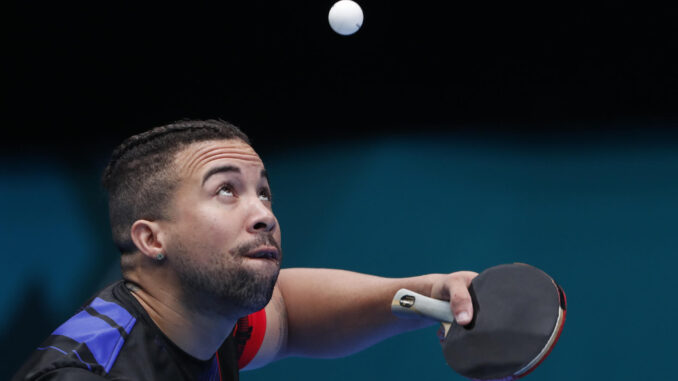 Andy Pereira Diez de Cuba durante un partido en los Juegos Panamericanos 2023 en Santiago (Chile). EFE/ Ailen Díaz
