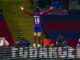 El delantero portugués del FC Barcelona João Félix celebra su gol, primero de su equipo, durante el partido correspondiente a la jornada 15 de LaLiga en el Estadio Olímpico de Barcelona.- EFE/ Enric Fontcuberta