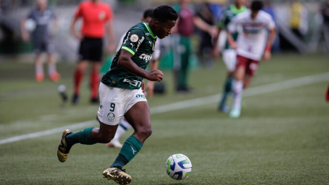 El jugador del Palmeiras Endrick durante el partido válido por la penúltima jornada de la serie A del campeonato brasileño entre el Palmeiras y el Fluminense, hoy en el Allianz Parque de São Paulo (Brasil). EFE/ Isaac Fontana
