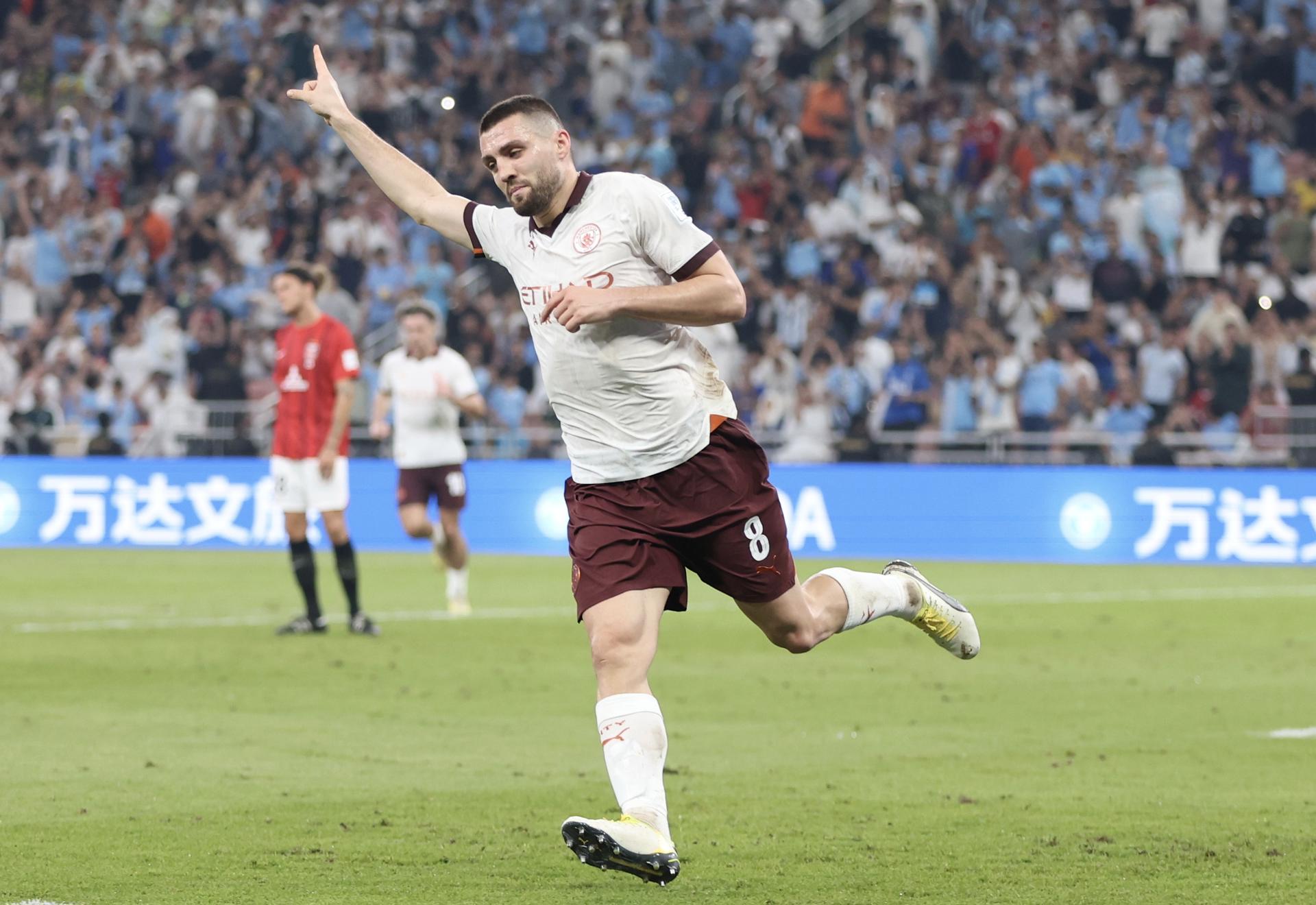 Mateo Kovacic celebra un gol durante la segunda semifinal que se ha disputado en Yeda, Arabia Saudí. EFE/EPA/ALI HAIDER
