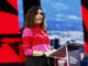 La presidenta de la Comunidad de Madrid, Isabel Díaz Ayuso durante la presentación del Gran Premio de España de Fórmula Uno de Madrid en Ifema, Madrid. EFE/ Rodrigo Jiménez