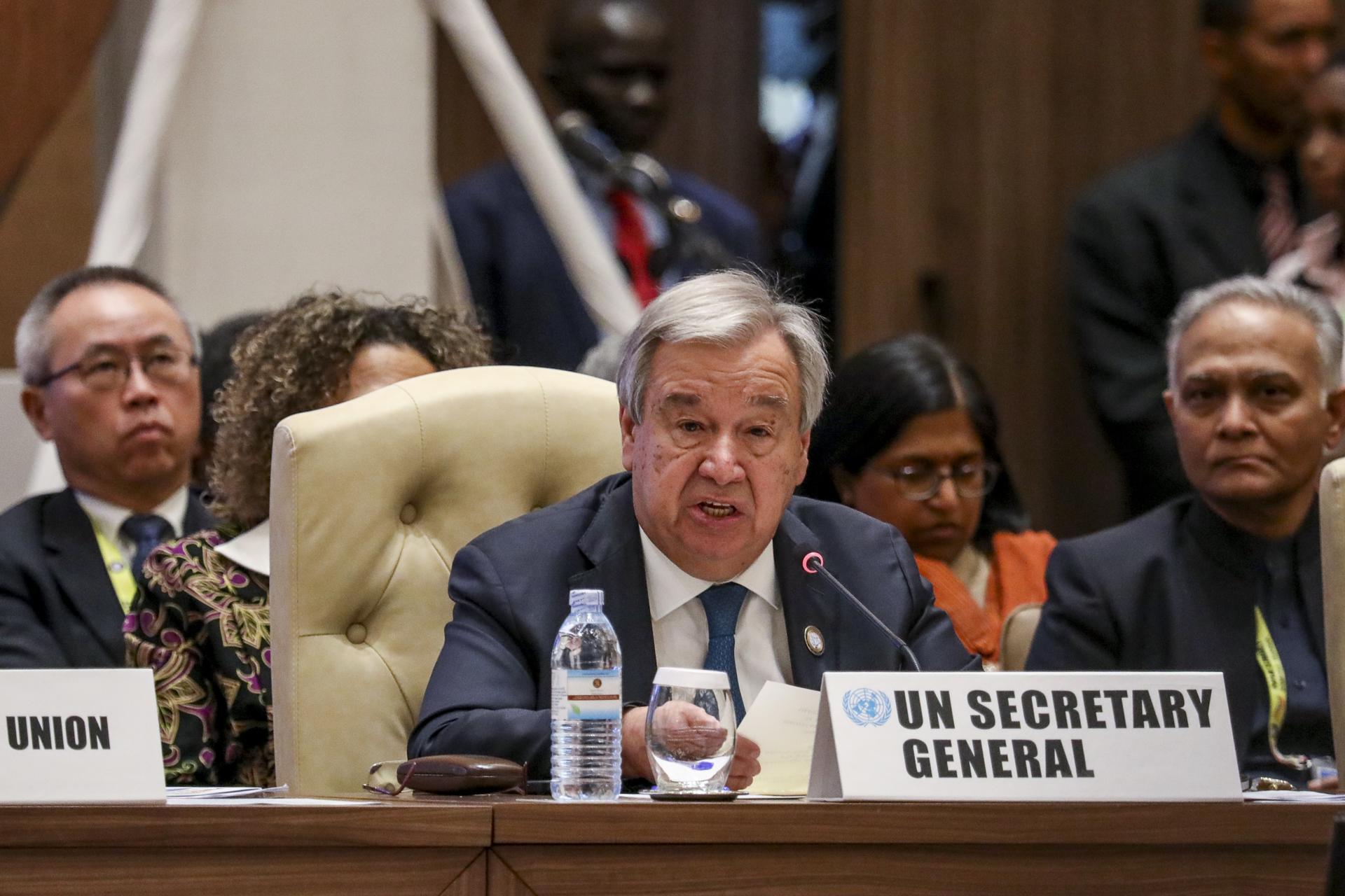 El secretario general de la ONU, António Guterres, interviene en la clausura de la XIX Cumbre del Movimiento de Países No Alineados (MNOAL), celebrada en Kampala. EFE/EPA/Daniel Irungu
EFE/EPA/Daniel Irungu
