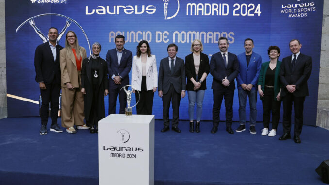 Foto de familia en el acto en el que se han dado a conocer los nominados a los Premios Laureus, este lunes en la Real Casa de Correos de Madrid. EFE/ Fernando Alvarado
