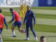 Simeone, durante el entrenamiento de este miércoles. EFE/ Rodrigo Jiménez