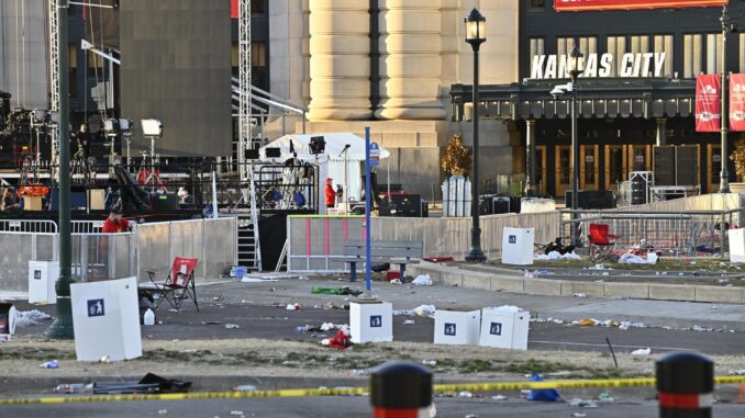 Vista de la estación central de ferrocarriles Union Station después de un tiroteo en el desfile de celebración del Super Bowl de los Kansas City Chief, en el centro de Kansas City, Misuri (EE.UU.), este 14 de febrero de 2024. EFE/EPA/Dave Kaup
