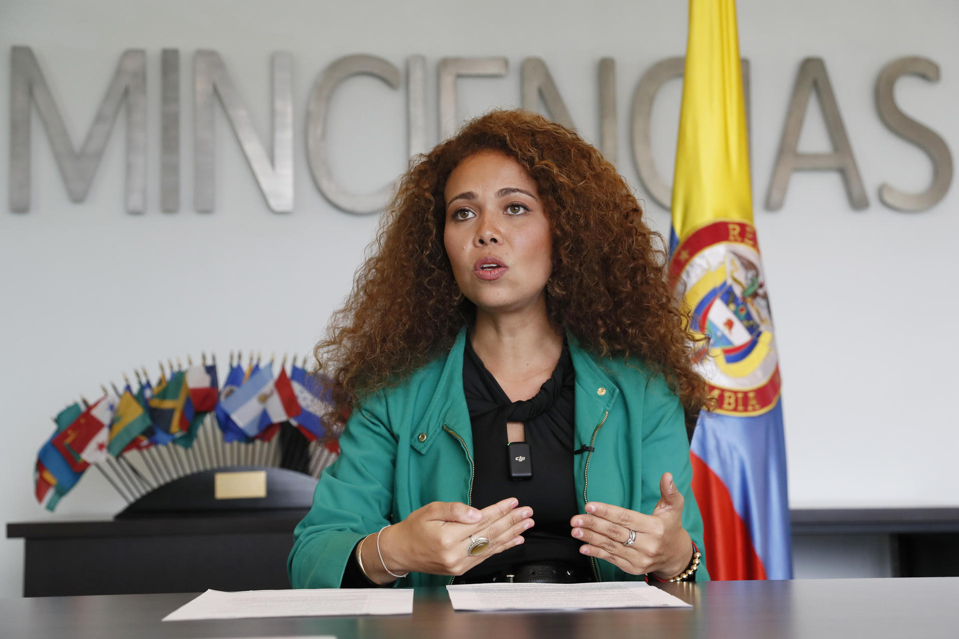 La ministra colombiana de Ciencia, Tecnología e Innovación, Yesenia Olaya, habla durante entrevista con EFE el lunes 19 de febrero de 2024, en Bogotá (Colombia). EFE/ Carlos Ortega
