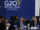 El ministro de Hacienda de Brasil, Fernando Haddad, participa durante una reunión de ministros de Economía del G20 en Sao Paulo (Brasil). EEFE/ Sebastiao Moreira