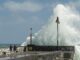 -Las olas rompen contra el muelle de Arrieta, situado en el municipio lanzaroteño de Haría durante el temporal costero que ha afectado a la isla. EFE/ Adriel Perdomo