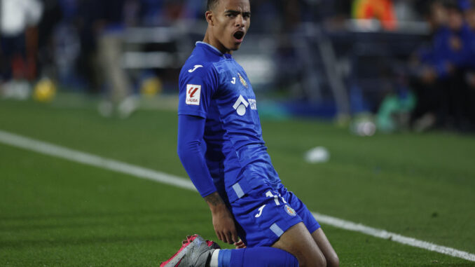 El centrocampista inglés del Getafe CF Mason Greenwood celebra un gol en una foto de archivo. EFE/Rodrigo Jiménez
