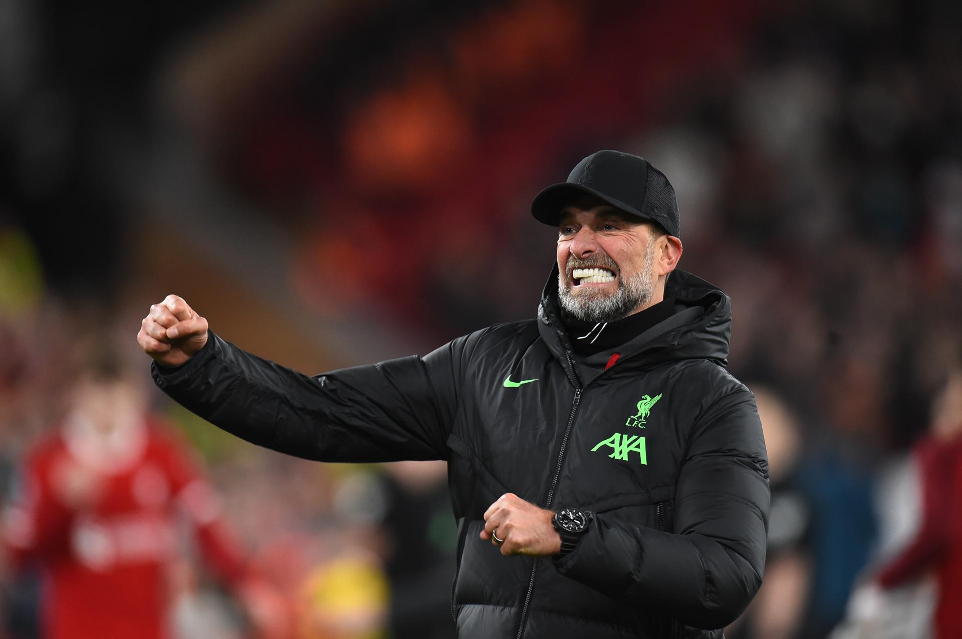 El técnico del Liverpool Juergen Klopp durante el partido de la Premier Premier League que han jugado Liverpool FC y Luton Town FC, en Liverpool, Reino Unido. EFE/EPA/PETER POWELL
