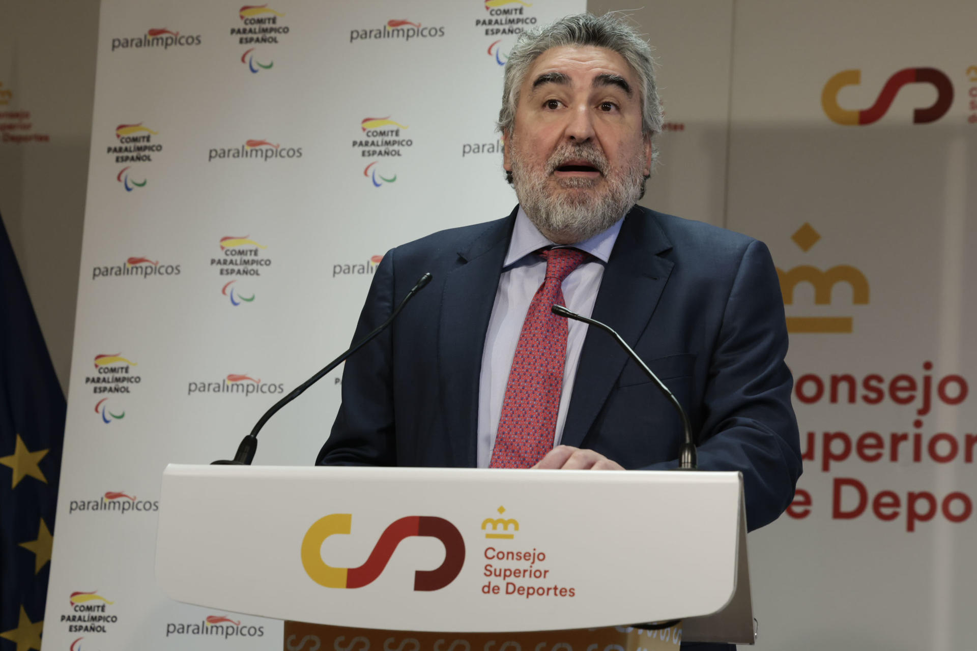 El secretario de Estado para el Deporte, José Manuel Rodríguez Uribes, durante el Media Day del equipo Paralímpico Español París 2024, en Madrid.-EFE/ Zipi Aragón
