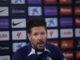 Simeone, durante la rueda de prensa de este domingo. EFE/Sergio Pérez