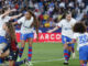 La delantera del Barcelona Salma Paralluelo (3i) celebra su segundo gol contra el Levante, durante el partido de la jornada 22 de la Liga Iberdrola que disputaron Levante y Barcelona este domingo en el estadio Ciutat de València. EFE/ Ana Escobar