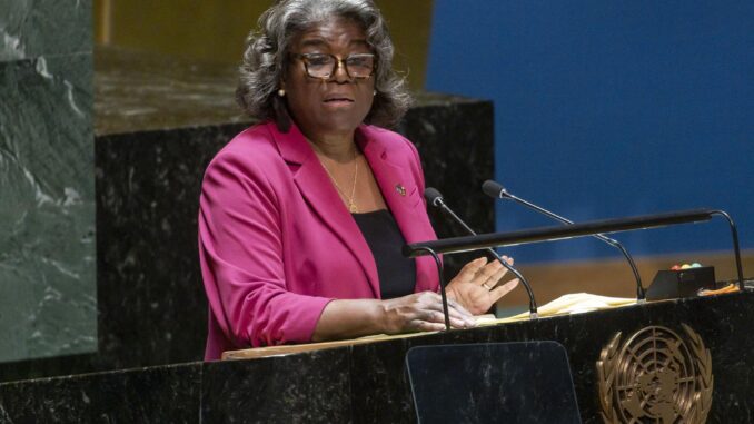 La embajadora de EE.UU. ante Naciones Unidas, Linda Thomas-Greenfield, en una fotografía de archivo. EFE/Justin Lane
