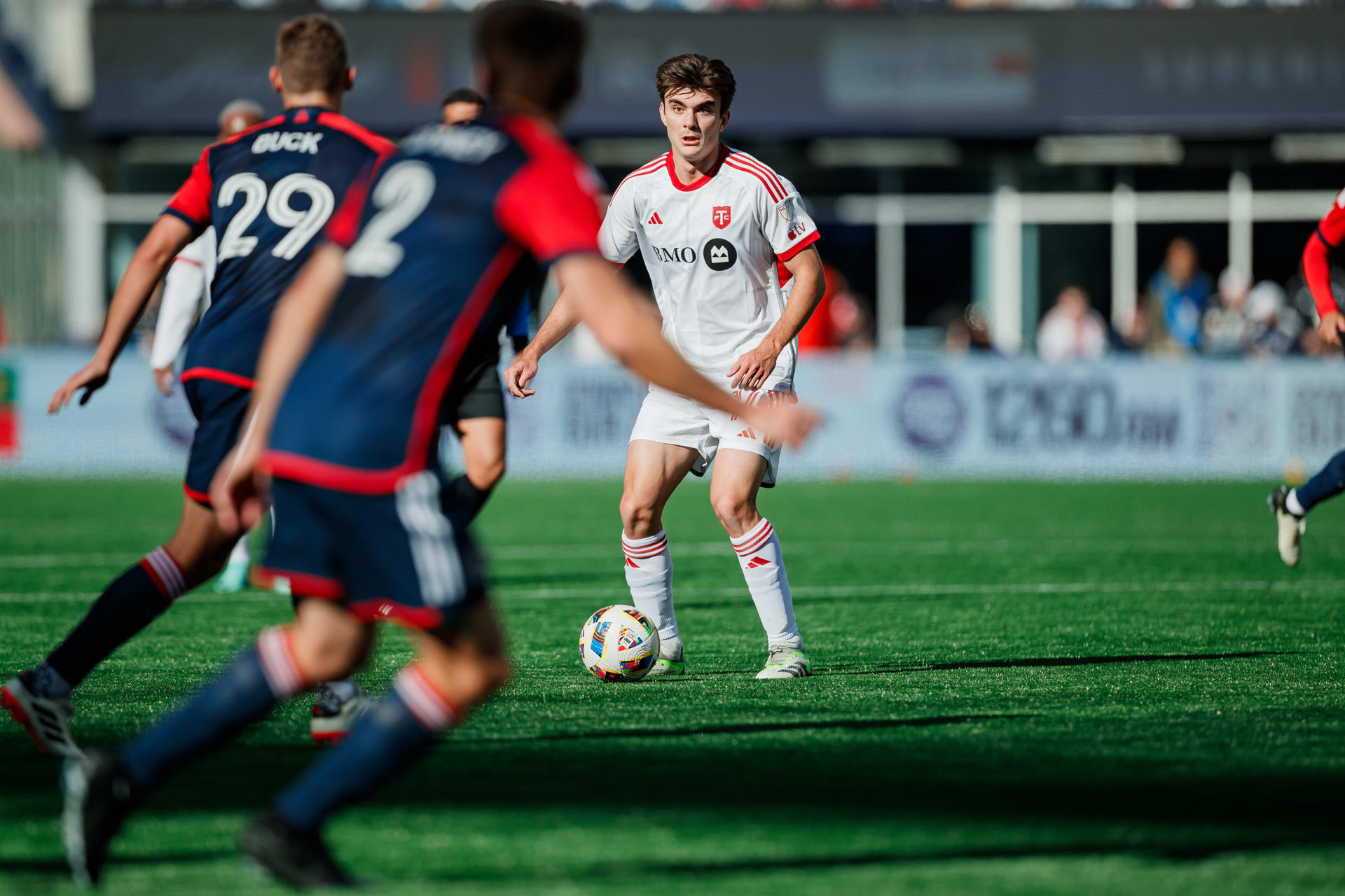 Fotografía cedida por el Toronto FC donde aparece el centrocampista español de ese equipo Alonso Coello durante el partido contra el New England Revolution del 3 de marzo de 2024, en el estadio Gillette en Foxborough, Massachusetts (EE.UU.). EFE/ Andy Truong/Toronto FC
