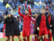 Sergio Ramos del Sevilla celebra la victoria ante el Getafe tras el partido correspondiente a la jornada 30 de LaLiga, entre el Getafe y el Sevilla FC, disputado en el Estadio Coliseum de Madrid. EFE/ Zipi